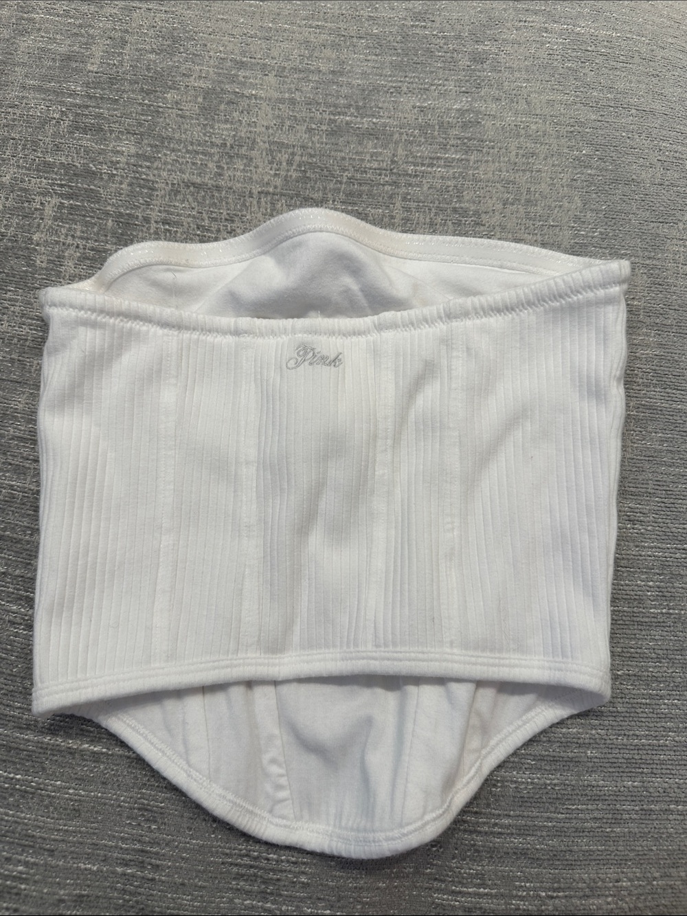 PINK Victoria's Secret White Strapless Ribbed Corset Top - Picture 2 of 3